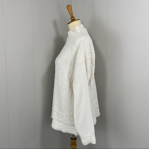 Vintage 90's White Stag Mock-Neck Ivory Sweater - Picture 2 of 12
